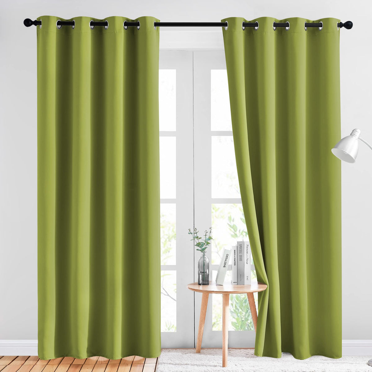 Nicetown Green Blackout Draperies Curtains - Window Treatment Thermal Insulated Solid Grommet Blackout Curtains/Drapes For Holid