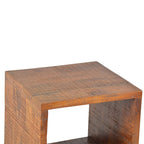 TUP THE URBAN PORT 22 Inch Industrial Style Cube Shape Wooden Nightstand with Rough Sawn Texture,Brown