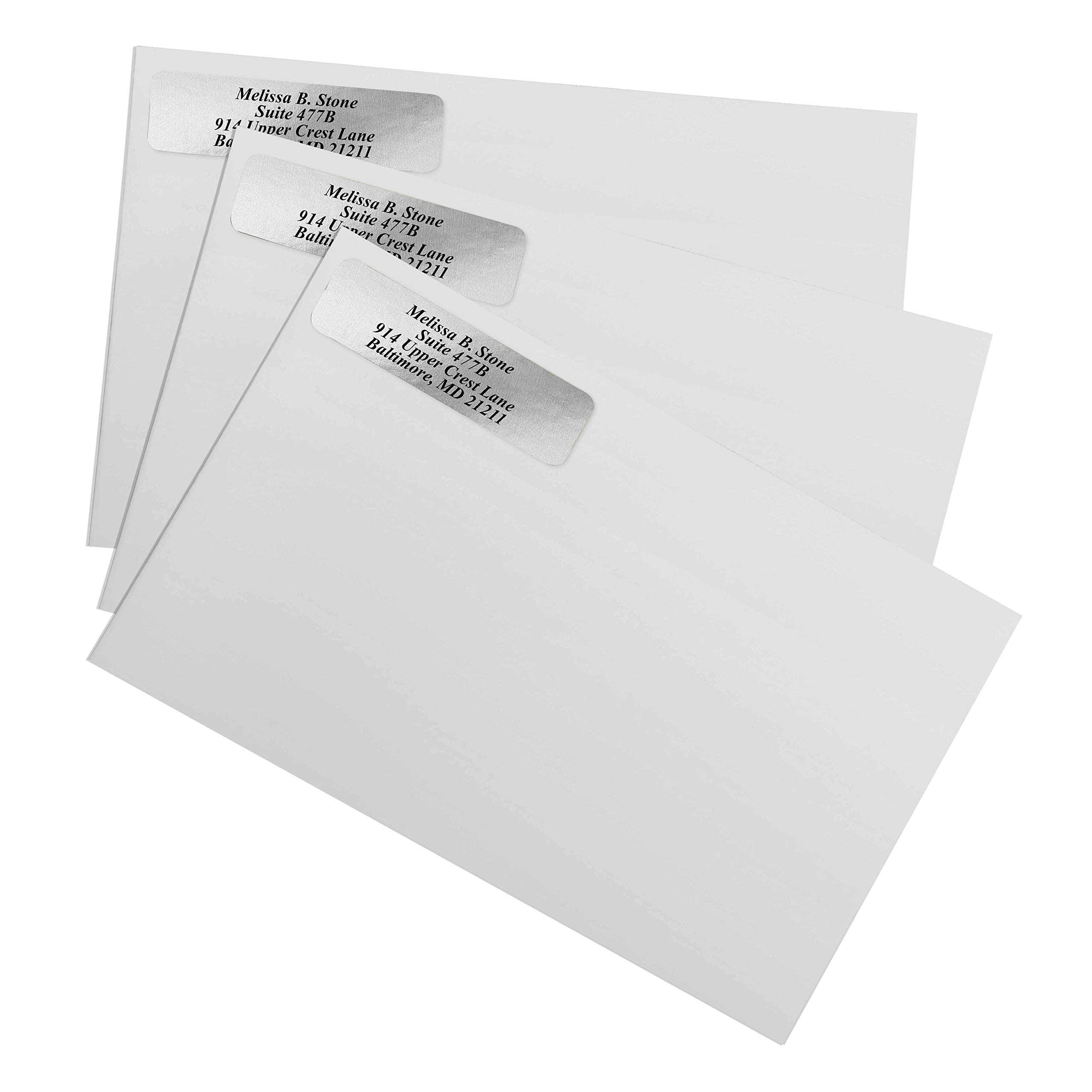 Silver Foil Personalized Return Address Labels Without Dispenser - Roll Of 250 Custom Stickers