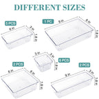 Stormiracle 16 Pcs Drawer Organizer Set, 5 Varied Size Bathroom And Kitchen Drawer Cabinet Organizer Trays, Clear Storage Bins F