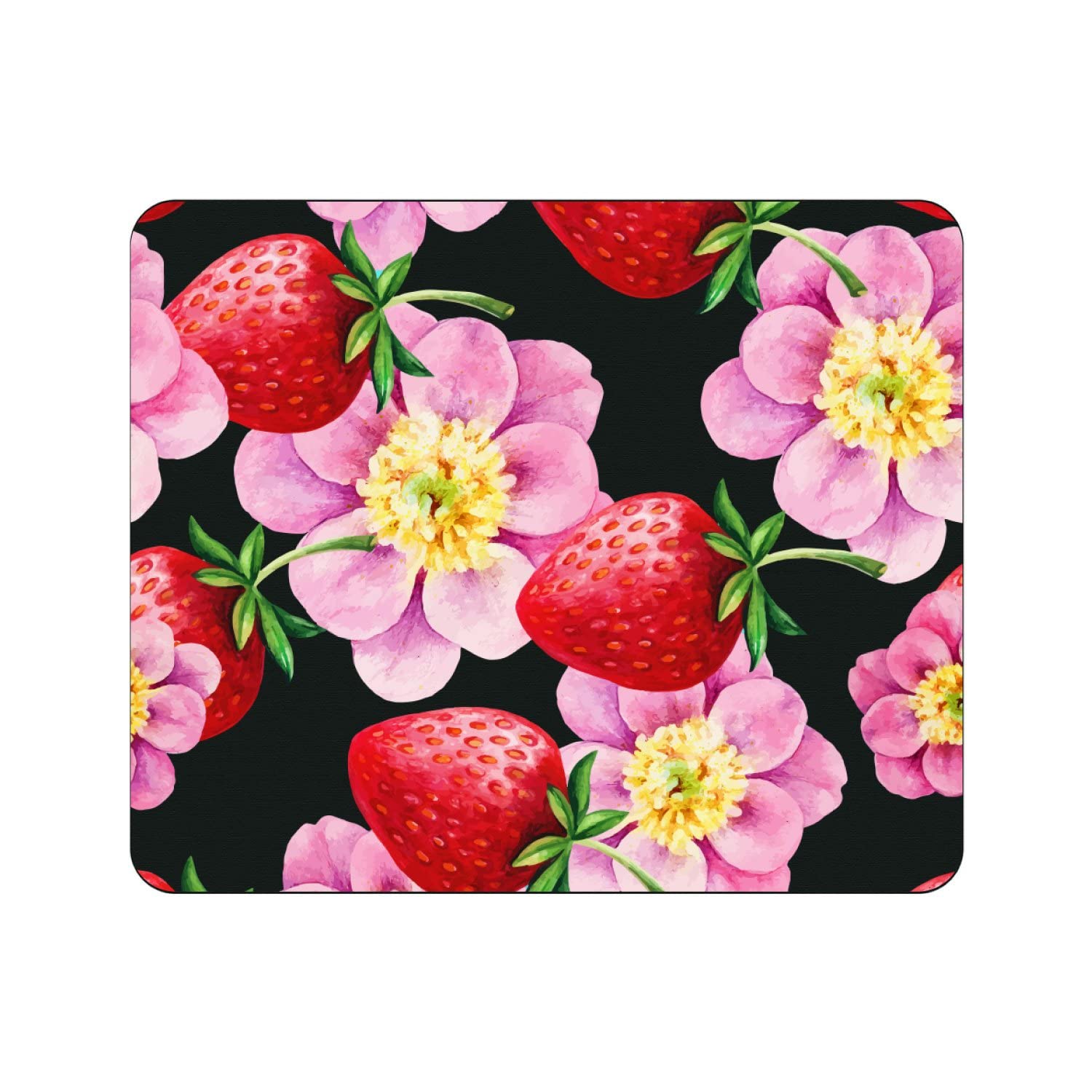Otm Essentials Artist Series Fabric Mouse Pad, Strawberry Flowers Florals & Nature