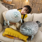 Ehotong Cute Blob Seal Pillow, Chubby Seal Plush Hug Pillow Soft Stuffed Animal Toy (White, 24')