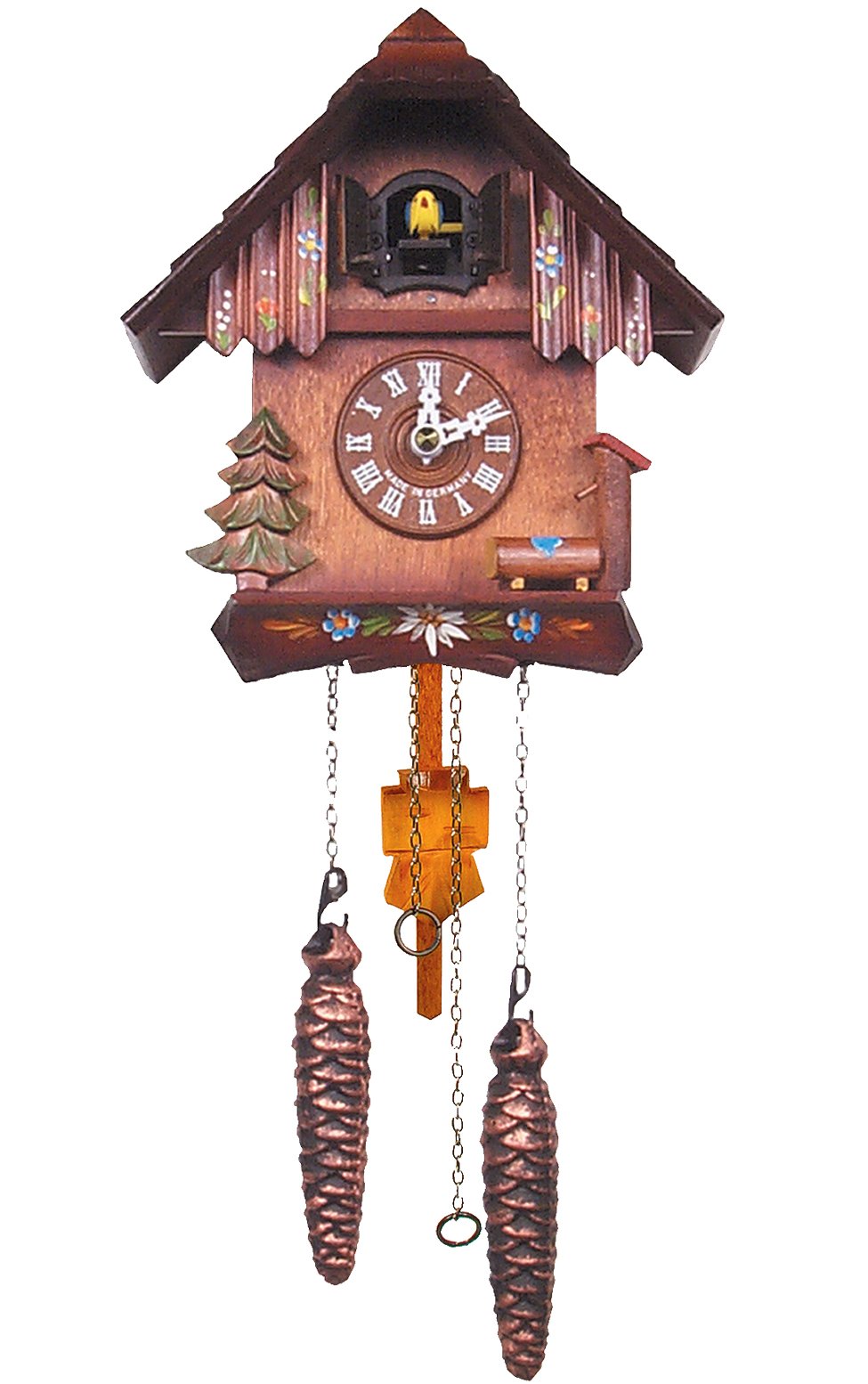 Alexander Taron Importer 420Qm Engstler Battery-Operated Cuckoo Clock-Full Size-8.5" H X 7.75" W X 5.5" D, Brown
