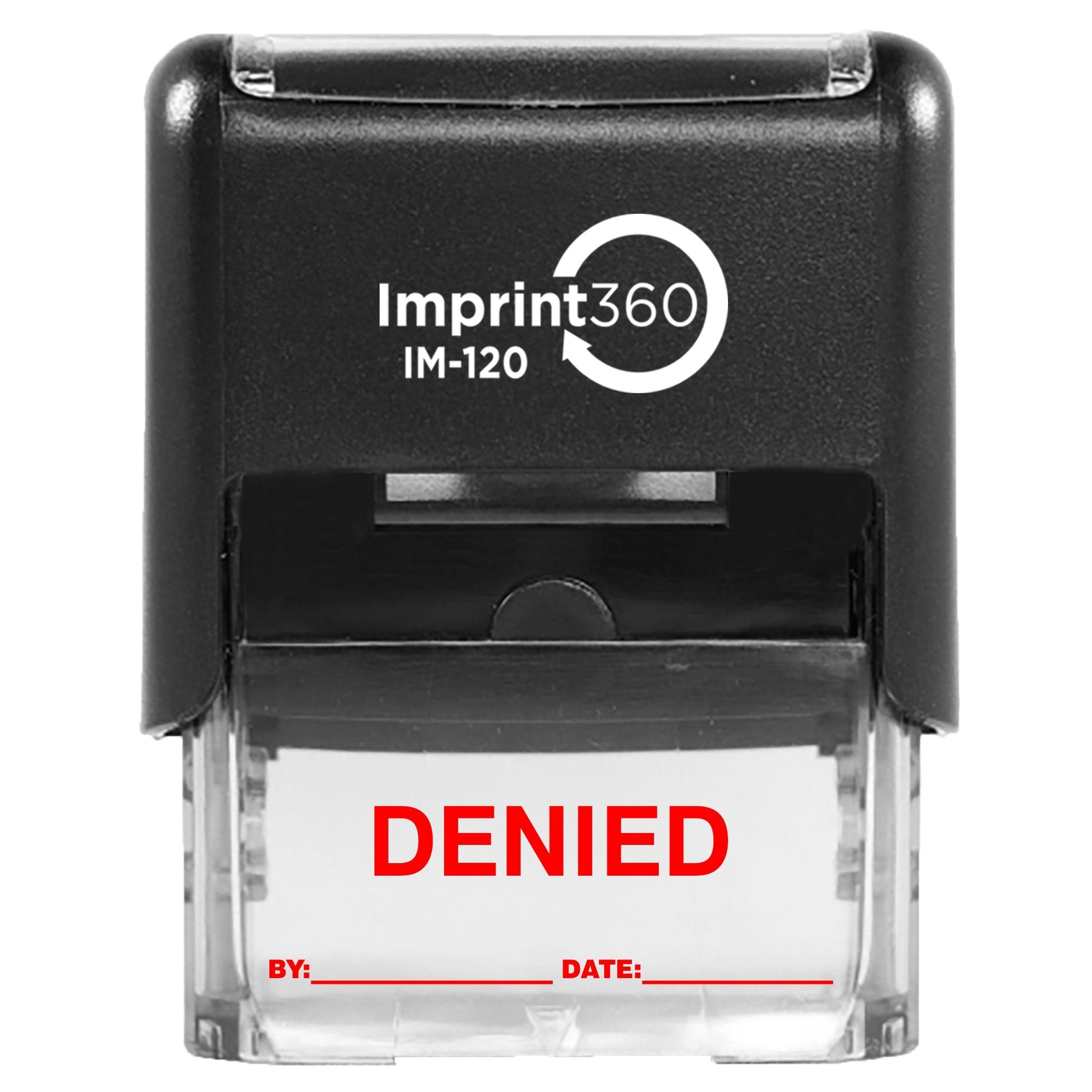 Supply360 As-Imp1106R - Denied Stamp With By: & Date:, Red Ink, Heavy Duty Commerical Self-Inking Rubber Stamp, 9/16 ' X 1-1/2