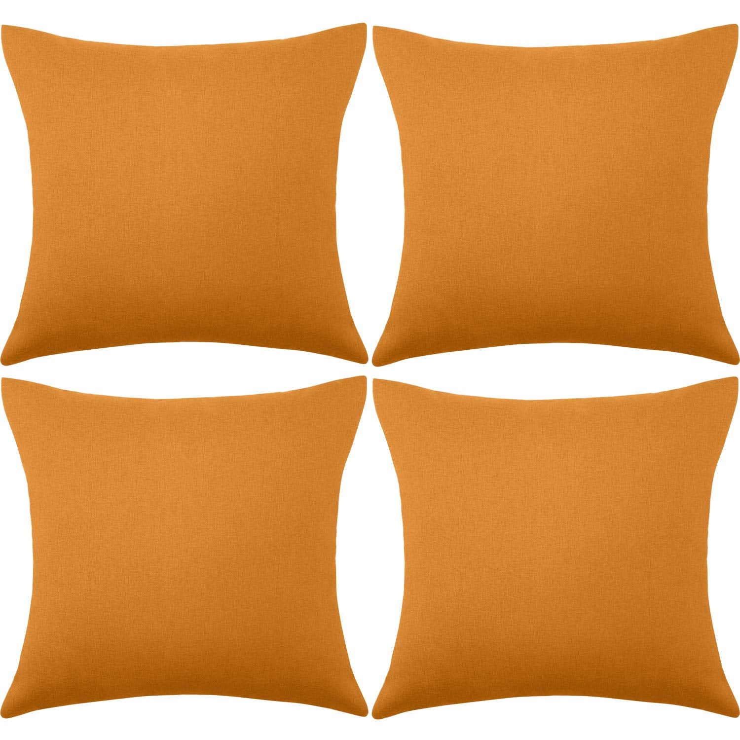 4 Pack Decorative Outdoor Waterproof Throw Pillow Covers, Square Patio Balcony Garden Waterproof Cushion Case, Pu Coating Pillow Shell For Couch, Bed, Patio, Sofa, Tent,18 X 18 Inch (Light Orange)