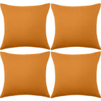 4 Pack Decorative Outdoor Waterproof Throw Pillow Covers, Square Patio Balcony Garden Waterproof Cushion Case, Pu Coating Pillow Shell For Couch, Bed, Patio, Sofa, Tent,18 X 18 Inch (Light Orange)