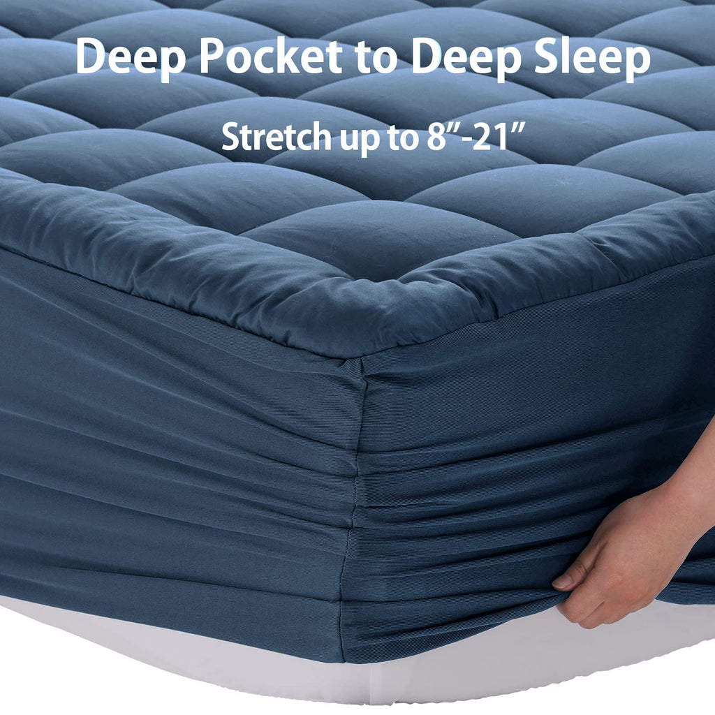 Easeland Full Size Mattress Pad Pillow Top Mattress Cover Quilted Fitted Mattress Protector 8-21' Deep Pocket Cooling Mattress
