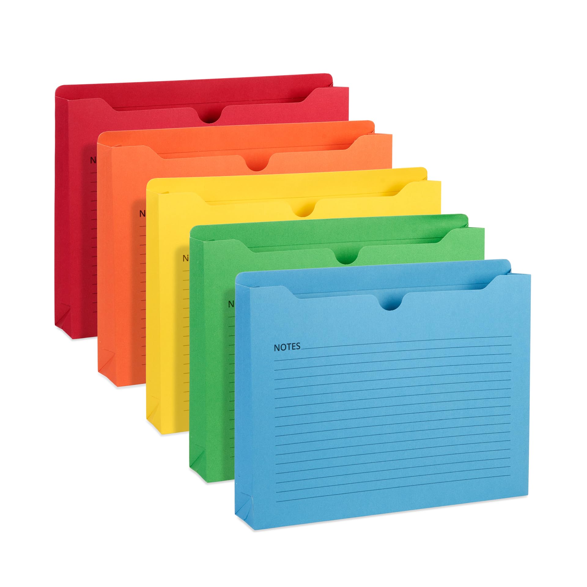Blue Summit File Jackets Letter Size 2 Inch Expansion, Lined Folders With Lines For Notes On Front, 2 Inch File Jacket Folders,