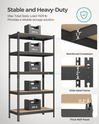 Songmics 5-Tier Storage Shelves, Set Of 2 Garage Storage, Boltless Assembly, Adjustable Shelving Units, 17.7 X 35.4 X 70.9 Inches, Load 1929 Lb Each, Shed Warehouse Basement, Black Uglr450B02