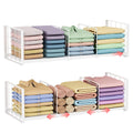 2Pack Closet Organizers Stackable Clothing Storage Shelves, Expandable Clothes Shelf with Adjustable Divider Keeps Jeans Shirts