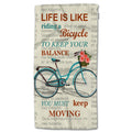 HGOD DESIGNS Quote Hand Towels,Inspirational Quote On Newspaper with Retro Bicycle and Flower 100% Cotton Soft Bath Hand Towels 