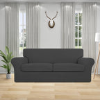 Easy-Going 3 Pieces Stretch Oversized Loveseat Couch Cover For 2 Cushion Couch Sofa Cover For Dogs Washable Sofa Slipcover Elastic Furniture Protector For Pets (Dark Gray, Oversized Loveseat)