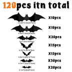 Bats Wall Decor 120Pcs Halloween Decoration Bats Realistic Pvc 3D Black Scary Bat Wall Stickers For Creepy Home Decor Halloween