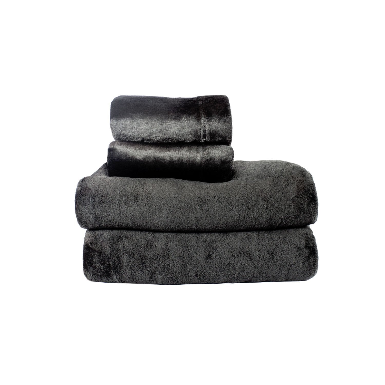 Southwest Canyon Comfort Collection Velvet Plush Sheet Set, Queen, Black