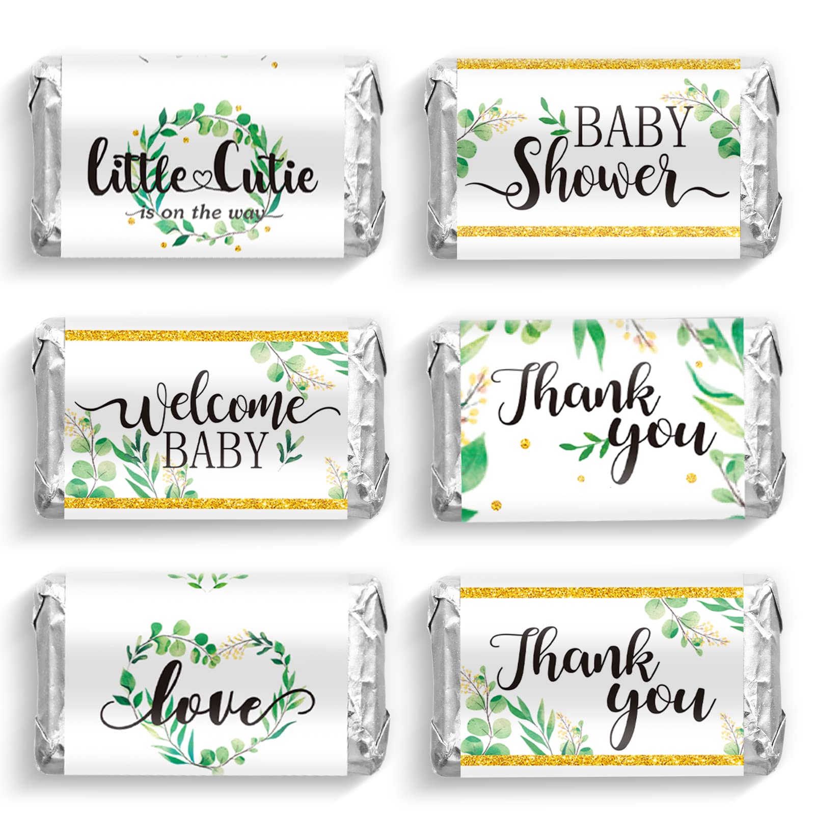 Clabby Baby Shower Candy Wrappers, Mini Candy Bar Miniatures Wrappers Chocolate Bar Label Stickers for Boys Girls Kids Baby Show