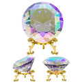 Swthony 100Mm(3.9 Inch) Crystal Big Fake Diamond Paperweight Rainbow Maker, Background For Nail Pictures, With Gold Metal Base H