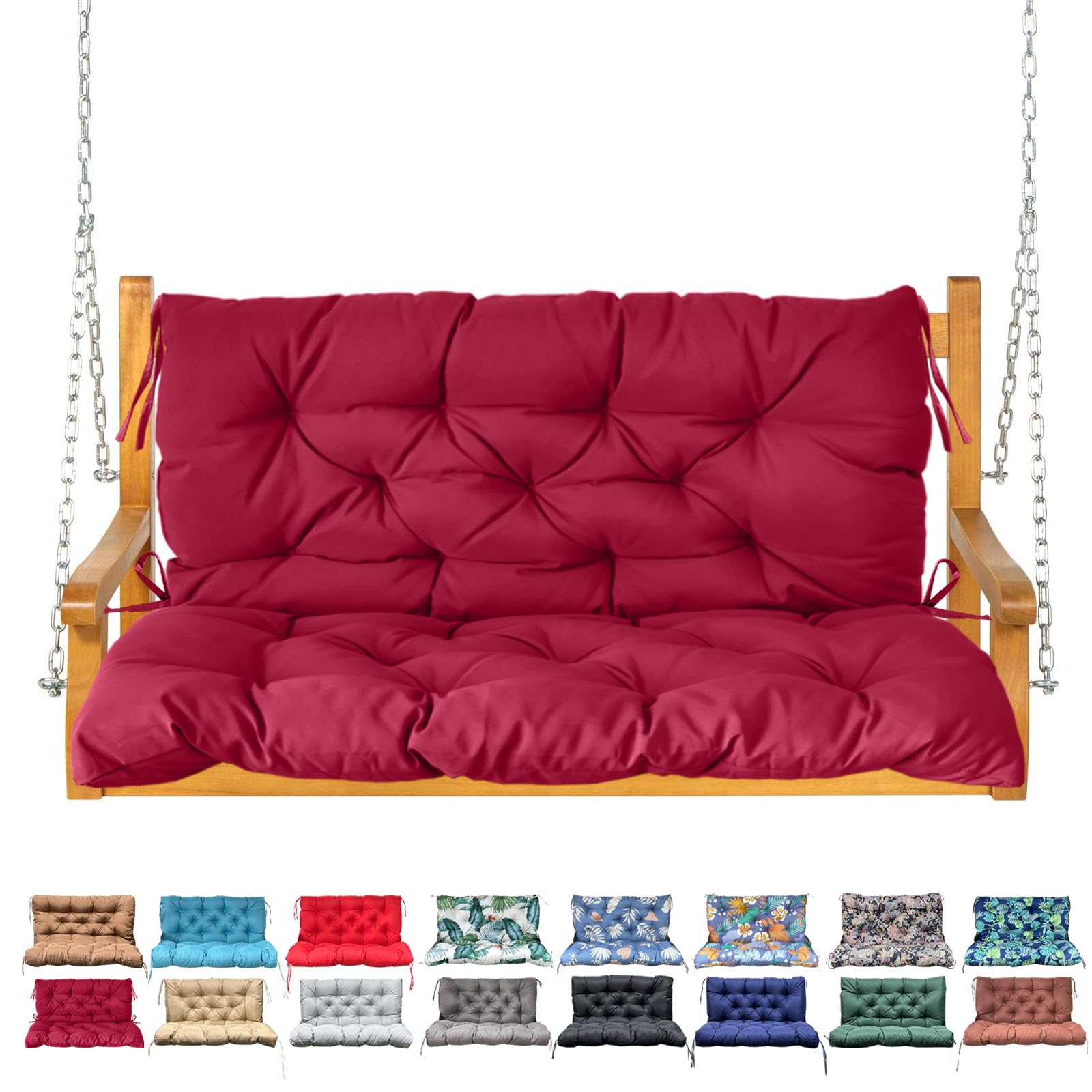 Nangelrn Porch Swing Cushion With Backrest,Waterproof Bench Cushion For Outdoor Furniture,2-3 Seater Replacement Thickened Swing