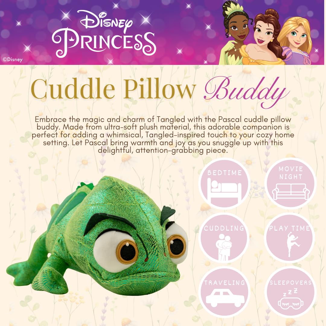 Franco Disney Princess Tangled Rapunzel Pascal The Chameleon, Bedding Super Soft Plush Cuddle Pillow Buddy, (Officially Licensed