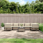 vidaXL 6-Piece Patio Lounge Set - Weather-Resistant Poly Rattan Anthracite Sofas with Beige Cushions, Modular Outdoor Furniture for Garden and Terrace