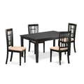 East West Furniture DUNI5-BLK-C 5 Piece Kitchen Table & Chairs Set Includes a Rectangle Dining Table and 4 Linen Fabric Dining Room Chairs, 36x60 Inch, Black