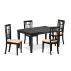 East West Furniture DUNI5-BLK-C 5 Piece Kitchen Table & Chairs Set Includes a Rectangle Dining Table and 4 Linen Fabric Dining Room Chairs, 36x60 Inch, Black