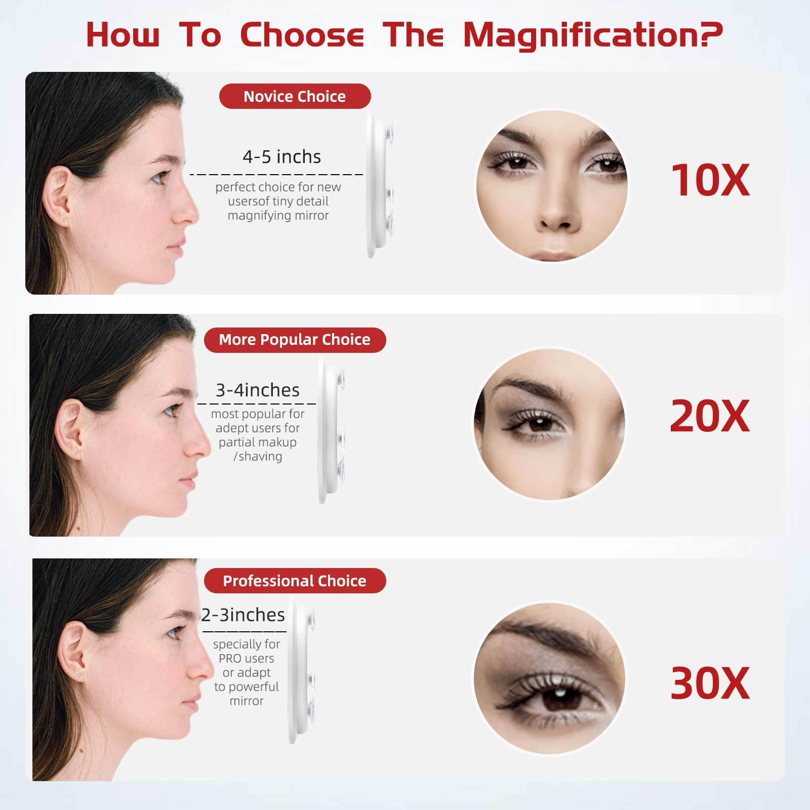 10X Magnifying Mirror, 10X Travel Magnification Mirror With 3 Suction Cups, 6' Makeup Magnifying Mirror, Portable Handheld Cosm