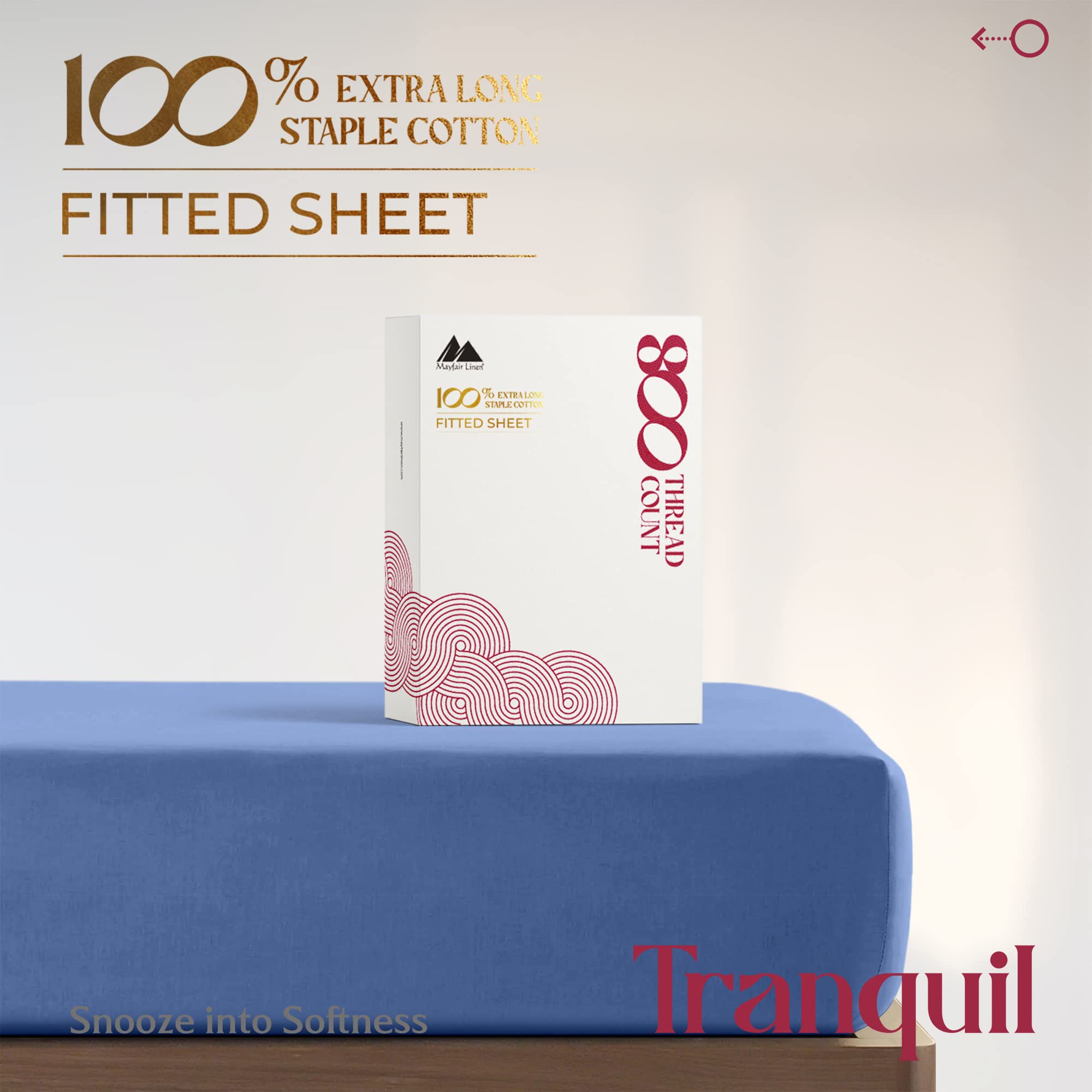 Mayfair Linen 100% Egyptian Cotton California King Fitted Sheet Only - 600 Thread Count Cal King Sheets Deep Pocket Fitted, Soft Cooling Sateen Elastic Bottom Sheet, Fits Mattress Upto 18' - Deep Blue