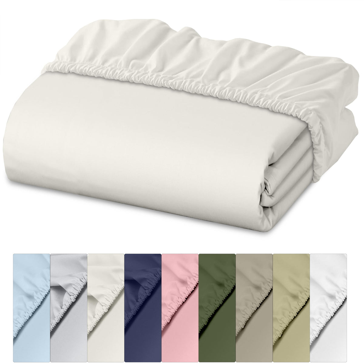 Ruvanti 100% Cotton King Fitted Sheet Only - Crispy Cooling Percale - Breathable & Durable Fitted Sheet King Size - Deep Pocket