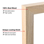Kinlink 12X12 Picture Frames, Square Natural Wood Frames With Acrylic Plexiglass For Pictures 8X8 With Mat, Wall Mounting Displa
