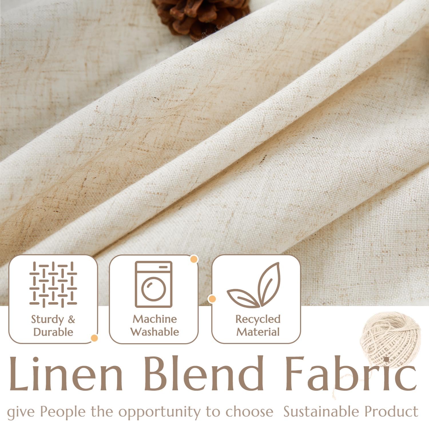Jinchan Linen Textured Tier Curtains 36 Inch For Kitchen Windows Country Farmhouse Cafe Small Curtains Rustic Light Filtering Half Curtains For Living Room Laundry Bathroom Rod Pocket 2 Panels Crude