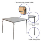 Flash Furniture Madelyn 33.5" Square Folding Multipurpose Card Table with Padded Vinyl Top, Portable Folding Game Table for 4 Players, Gray