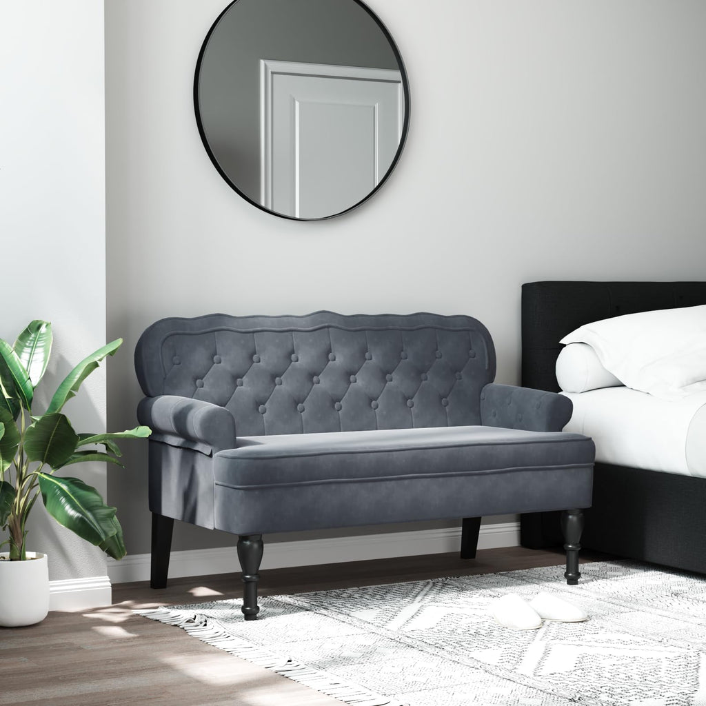 vidaXL 47" W Small Loveseat, Velvet Chesterfield Sofa with Button Tufting & Rolled Armrests for Small Spaces, 2 Seater Couch for Living Room & Bedroom, Dark Gray