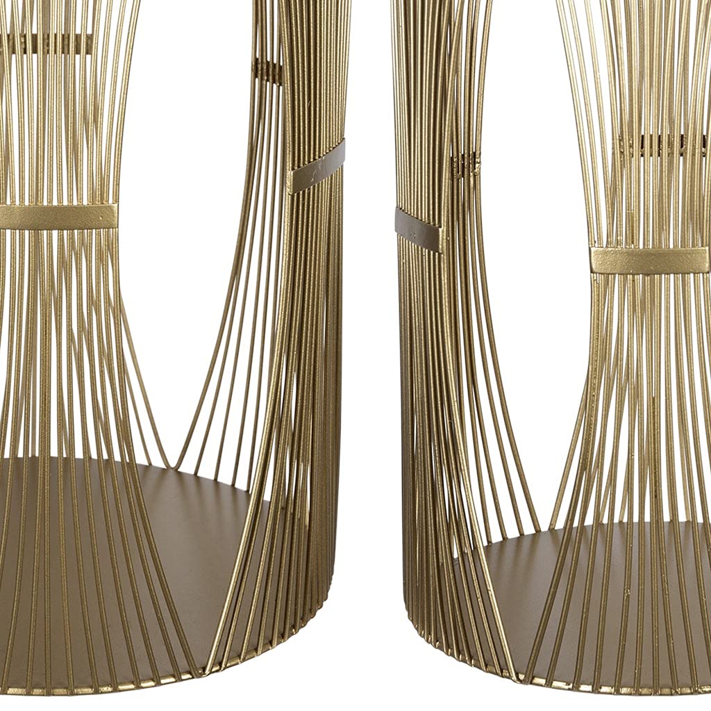 HomeRoots 100% Metal Set of Two Gold Metal Candle Holders