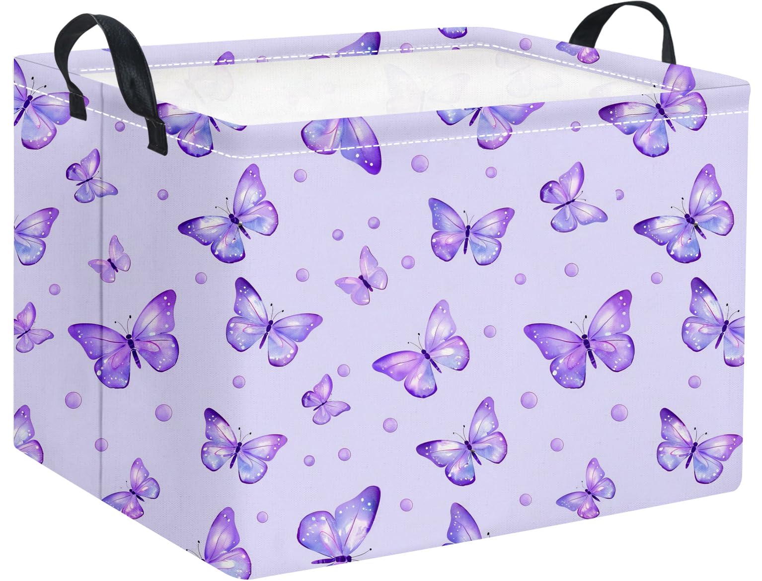 HIYAGON Rectangular Baby Girl Basket Kids Baby Storage Basket Toy Storage Bin Organizer Box Room Decor(Dot Butterfly)