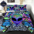 Trippy Alien By Brizbazaar Comforter Set 4 Pieces Colorful Bedding Sets With 3D Psychedelic Outer Space Pattern Alien Abstract R