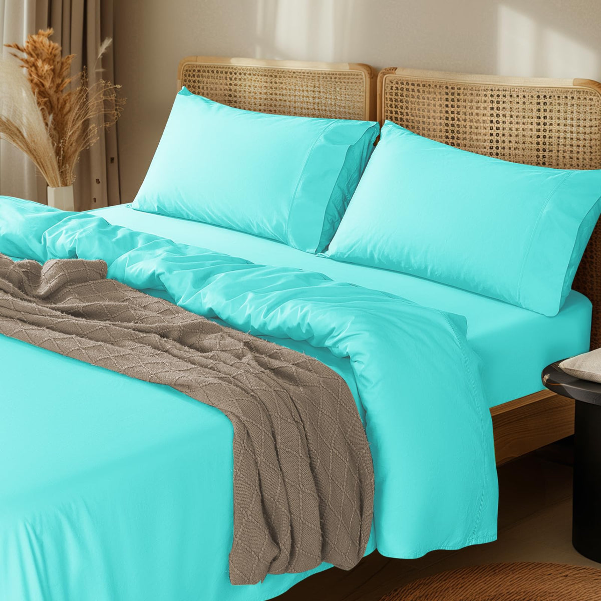 Lbro2M 1000 Thread Count 100% Egyptian Cotton Sheets Set,California King Size Bed Sheet 4 Piece Sets,Long Staple,16 Inches Deep