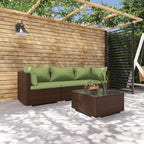 vidaXL Brown Patio Furniture - Green Cushion - 3 Seats with Table