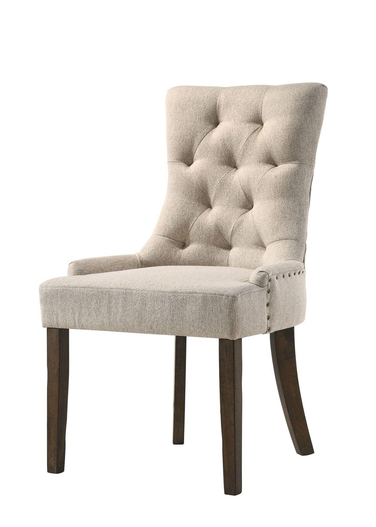 Acme Furniture Farren Side Chair, Beige Fabric & Espresso Finish