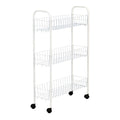 Household Essentials 05121 Slim Line 3-Tier Metal Storage Cart | Laundry Room Rolling Organizer | White