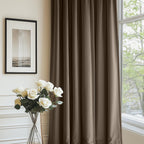 Lazzzy Brown Velvet Curtains Room Darkening Thermal Insulated Curtains 108 Inch Long Window Drapes For Bedroom Living Room Super Soft Luxury Rod Pocket Window Treatment, 2 Panels, Coffee