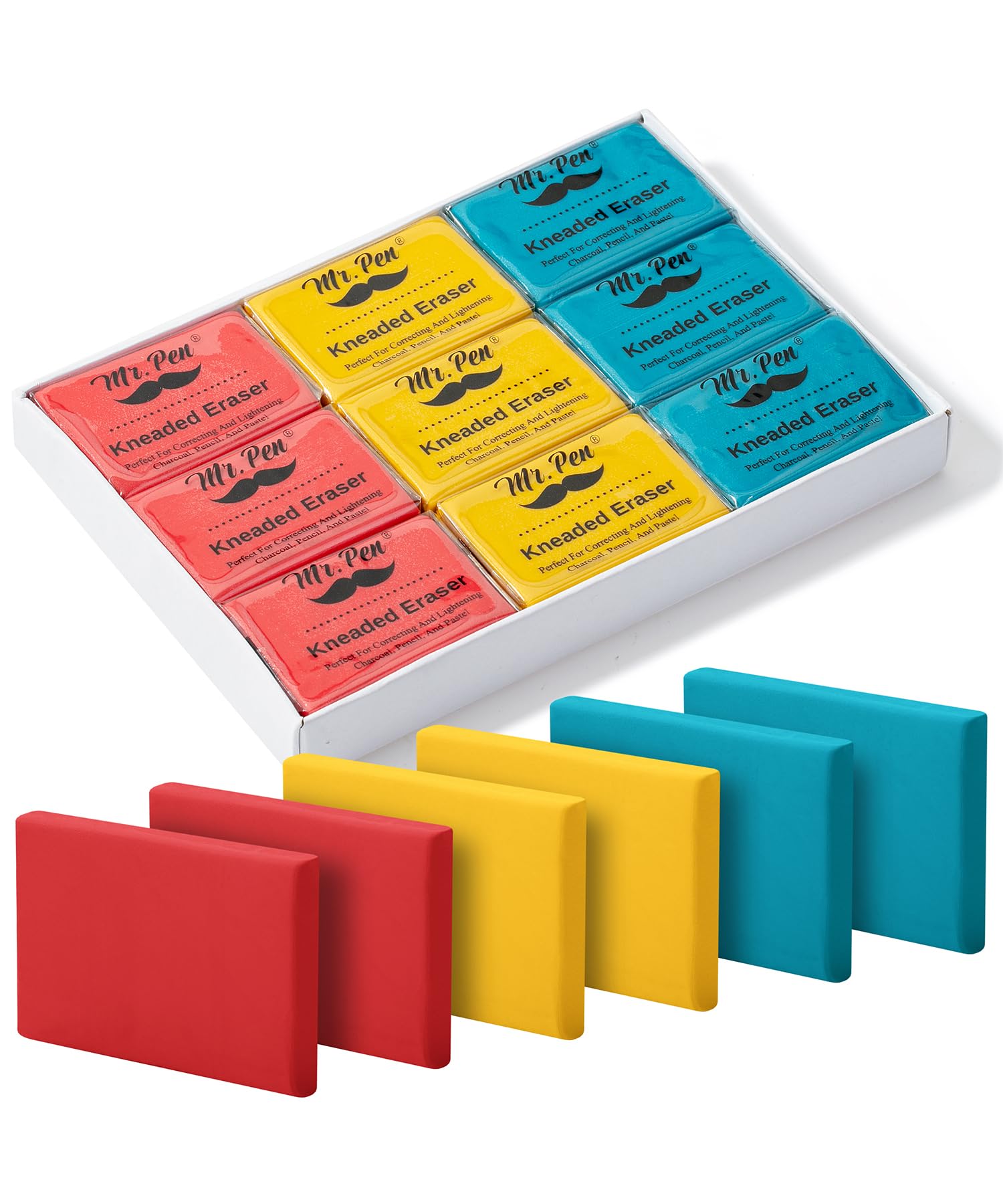 Mr. Pen- Kneaded Eraser, 18 Pack, Colorful, Kneaded Erasers For Artists, Art Eraser, Kneadable Erasers, Moldable Eraser, Art Era