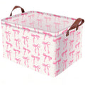 SHUCHUANG Pink Bow Collapsible Storage Bin with Handles for Toys, Laundry &Decor Gifts Baskets  Fabric Storage Basket for Nurs