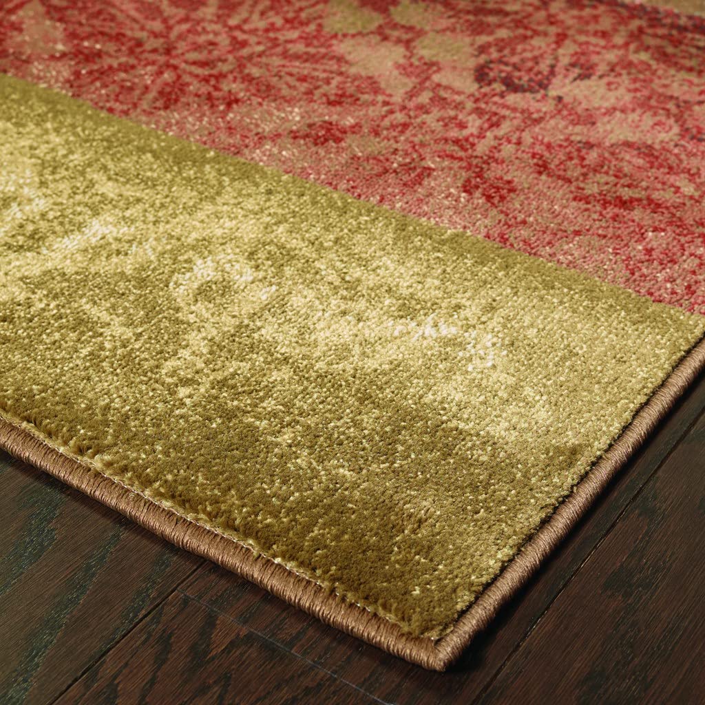 HomeRoots Polypropylene 10’ x 13’ Beige and Brown Floral Block Pattern Area Rug