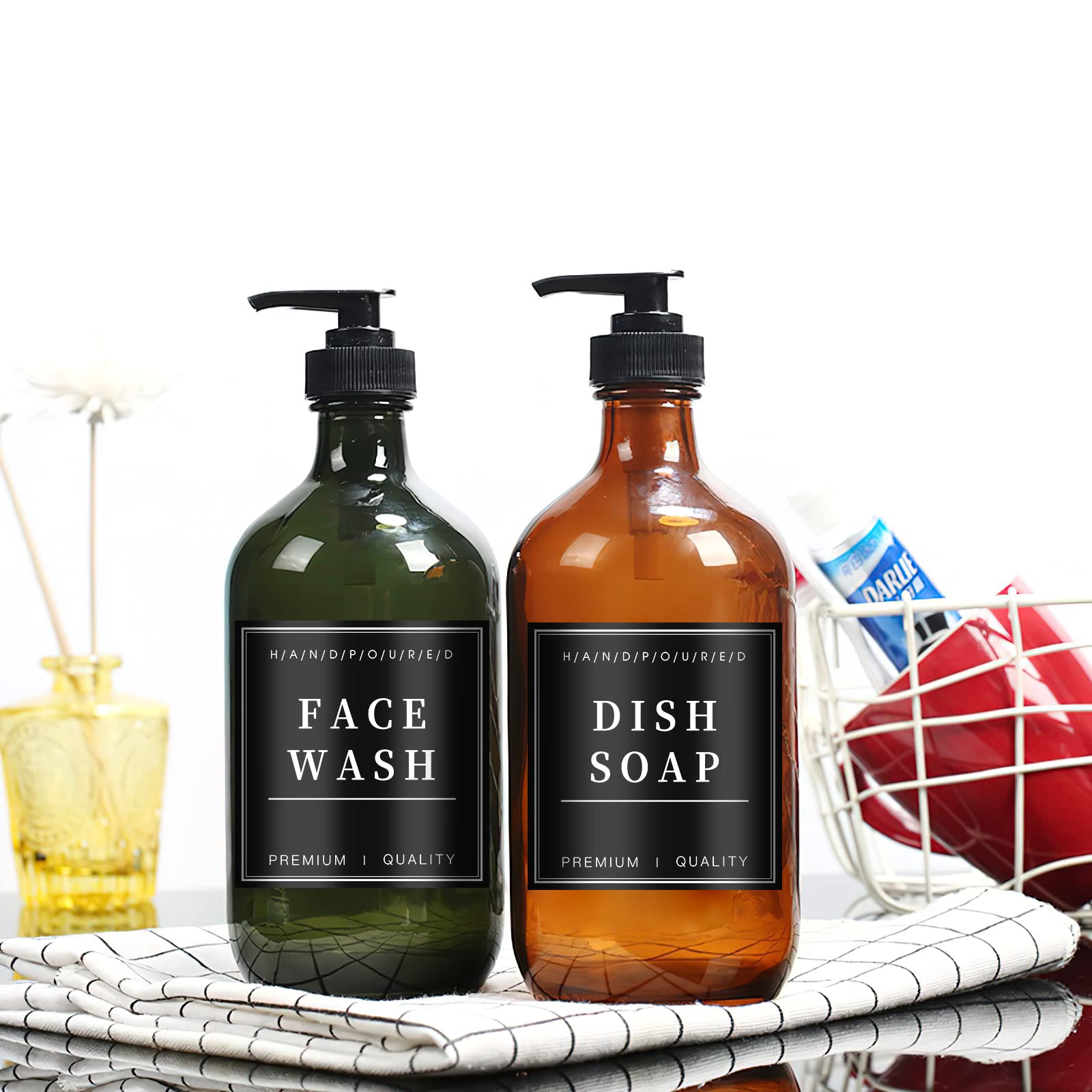 24Pcs Waterproof Labels For Glass Or Plastic Bottles, Bathroom Hand Soap Shampoo Dispenser Label Stickers, Removable Cleaning La