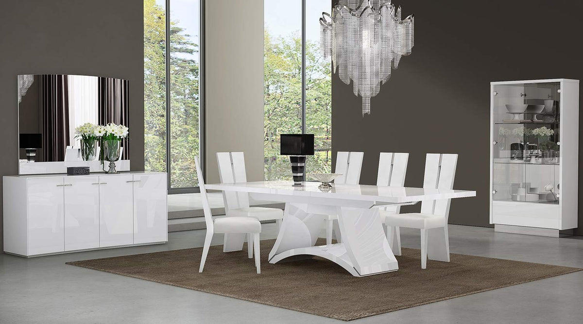 HomeRoots Seven Piece White Dining Set with Six Chairs