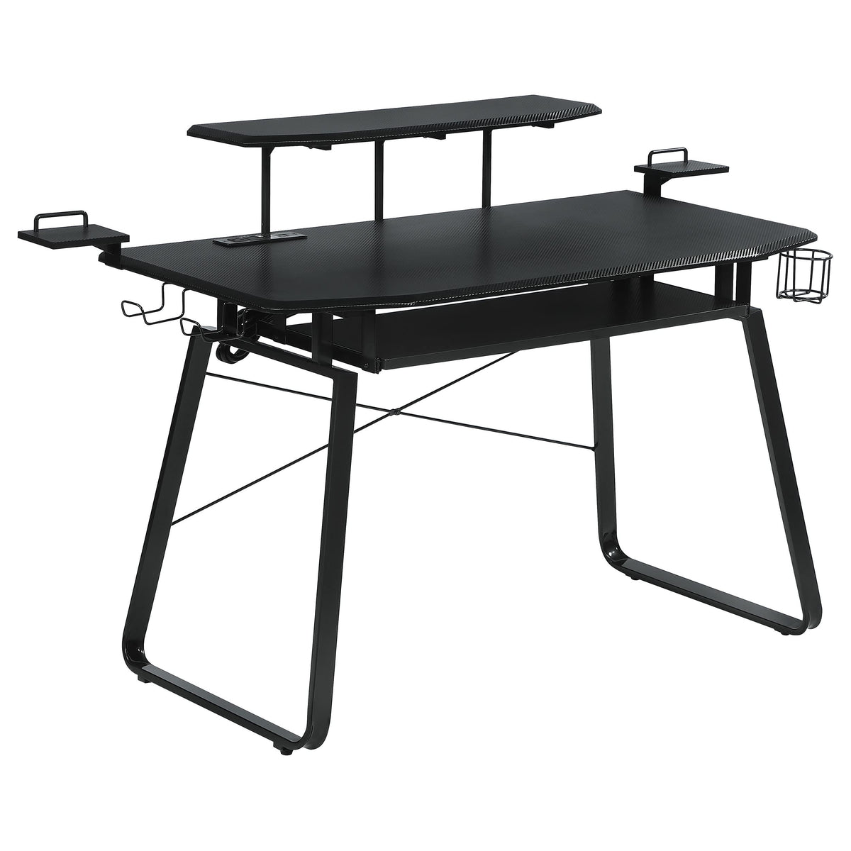 Coaster Home Furnishings Alfie Gaming Desk with USB Ports Black and Gunmetal