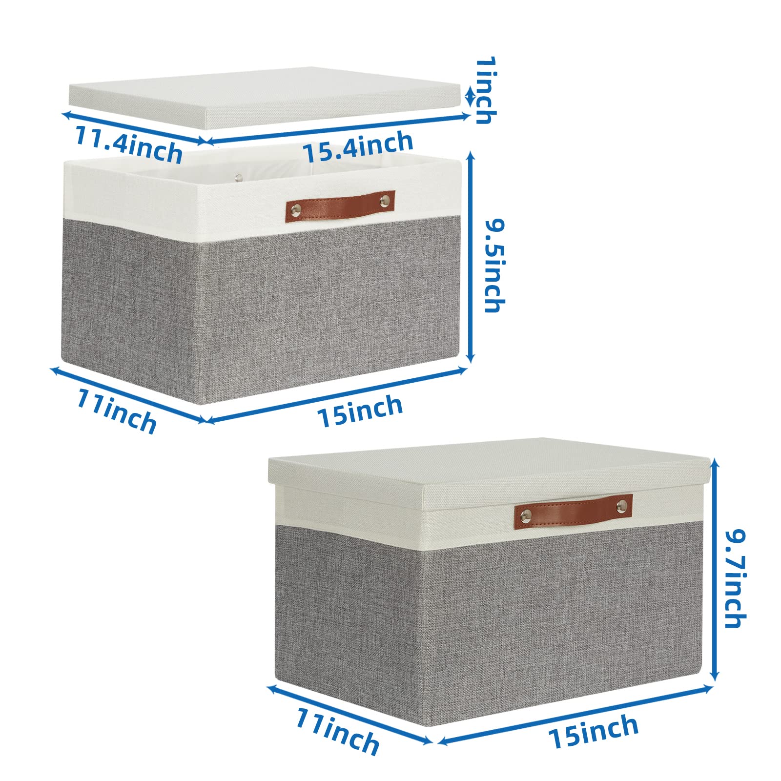 Temary Collapsible Storage Bins Storage Boxes With Lid, 2 Pack Storage Baskets With Lid Decorative Storage Clothes, Organizer Bi