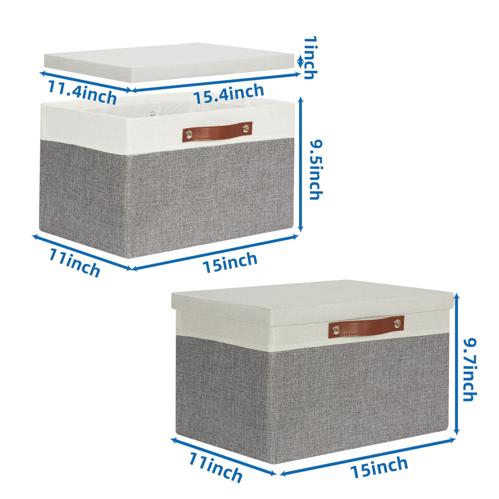 Temary Collapsible Storage Bins Storage Boxes With Lid, 2 Pack Storage Baskets With Lid Decorative Storage Clothes, Organizer Bi