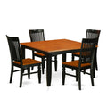 East West Furniture PFWE5-BCH-W 5 Piece Kitchen Table Set for 4 Includes a Square Dining Room Table with Butterfly Leaf and 4 Dining Chairs, 54x54 Inch, Black & Cherry
