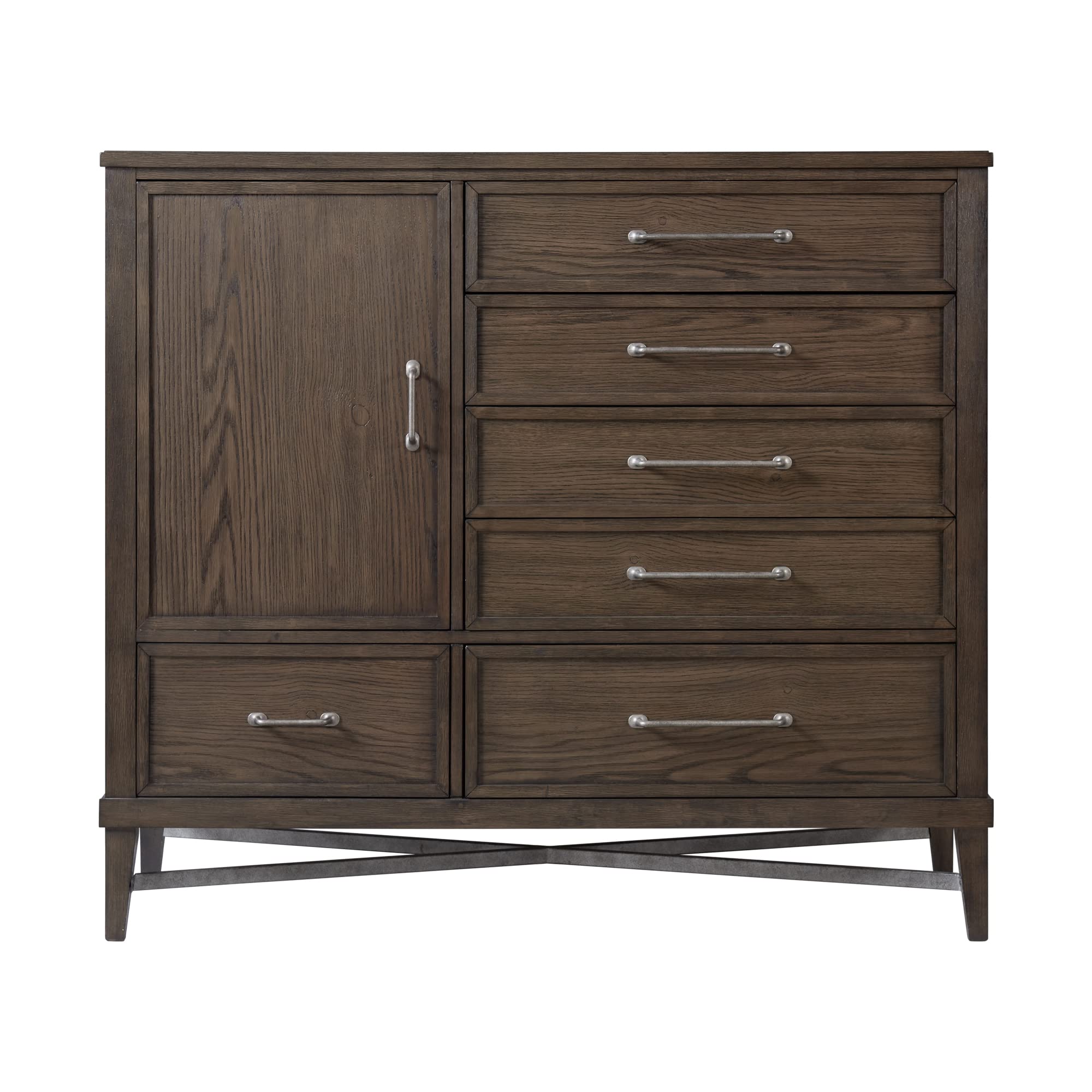 Intercon Preston 54&quot; Wide Bedroom Gentleman's Chest with 6 Drawers, Weathered Vintage Oak Furniture